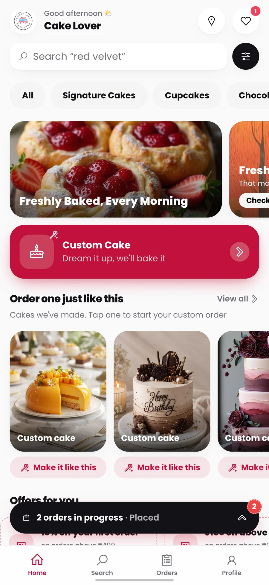 The bakery's own storefront app