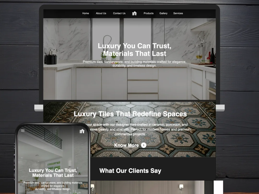 Prestige Sanitation home page on a laptop and phone